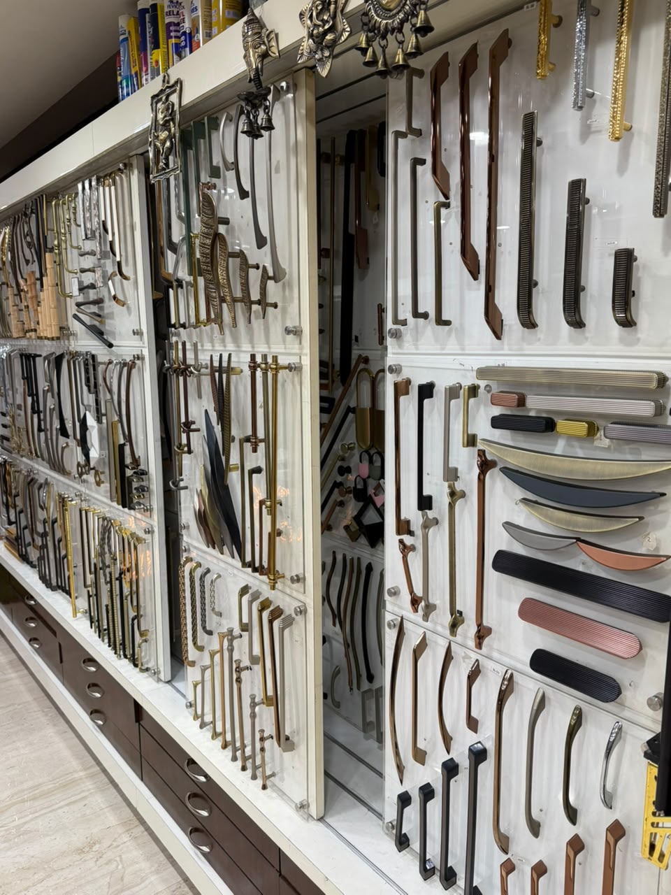 Latches and bolts collection at the showroom